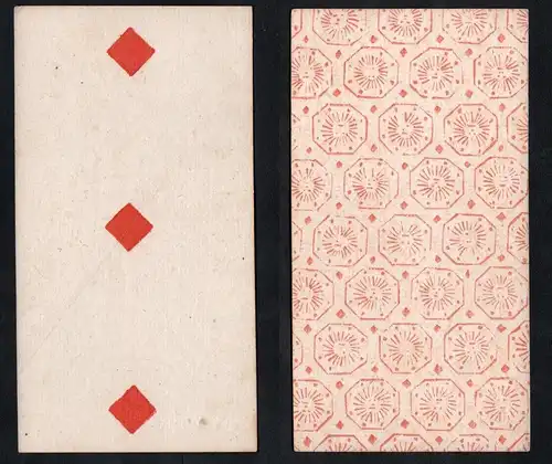 (Karo 3) - Original 18th century playing card from Liege (by Dubois) / carte a jouer / Spielkarte - Tarot