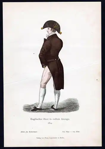 Englischer Herr England 1814 Anzug Tracht costume original Grafik