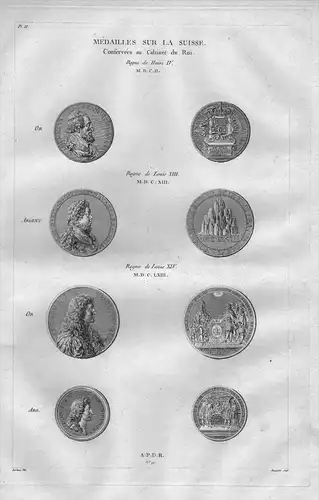Henri IV Louis XIV Medaillen Münzen Numismatik Schweiz Kupferstich