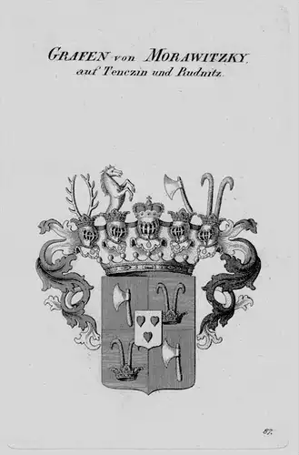Morawitzky Wappen Adel coat of arms heraldry Heraldik crest Kupferstich