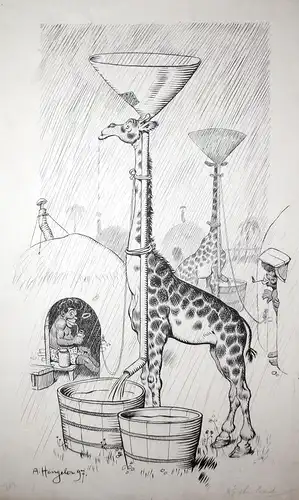 Afrika Giraffe Giraffen Trinkwasser Wasser Regen