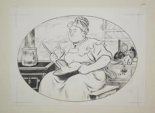 Unsere Lina - Köchin Koch Küche Kochen Kochkunst Karikatur