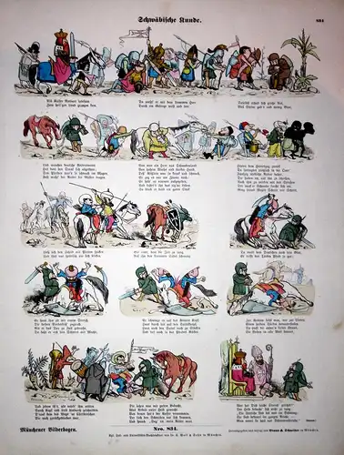 Schwäbische Kunde. - Schwaben Schwabenland Schwabenstreich Karikatur Münchener Bilderbogen Nr 834