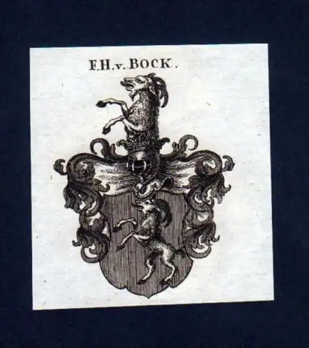 Freiherr v. Bock Heraldik Kupferstich Wappen