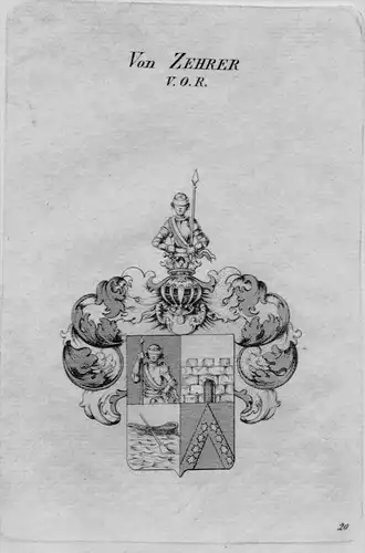 Von Zehrer Wappen Adel coat of arms heraldry Heraldik crest Kupferstich