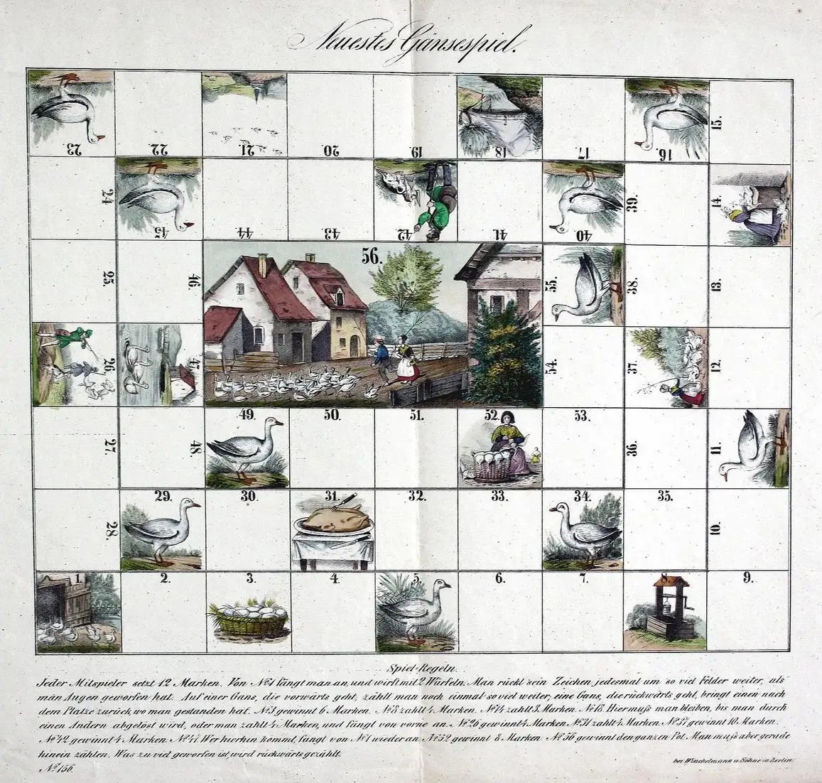 Neuestes Gänsespiel - Gänsespiel Game of the Goose jeu de l'Oie board game Spiel jeu alte Spiele antique games 0