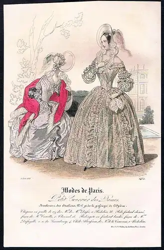 Biedermeier Mode Kupferstich victorian fashion  Paris etching