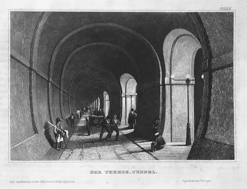 Der Themse-Tunnel - Thames Tunnel London England Ansicht view Stahlstich steel engraving antique print
