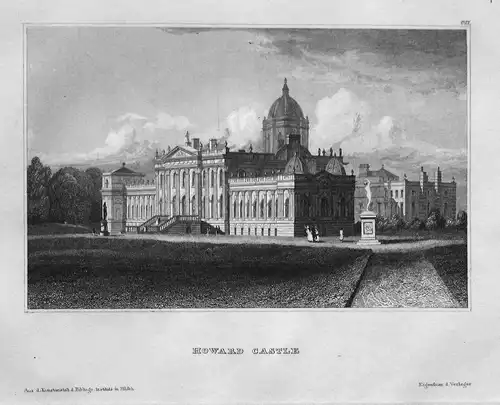 Howard Castle - Castle Howard North Yorkshire England Schloss Ansicht view Stahlstich steel engraving antique