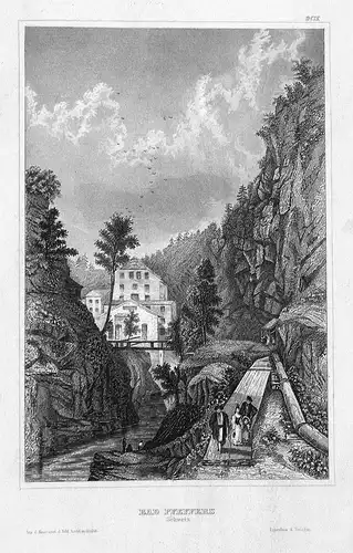 Bad Pfeffers (Schweiz) - Bad Pfeffers Schweiz Svizzera Suisse Ansicht view Stahlstich steel engraving antique