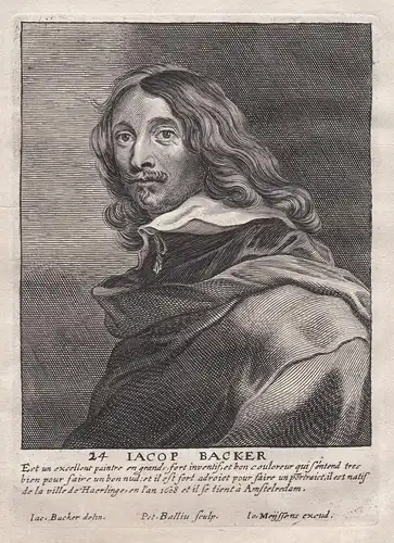 Iacop Backer - Jacob Adriaensz. Backer Maler painter Portrait Kupferstich copper engraving antique print