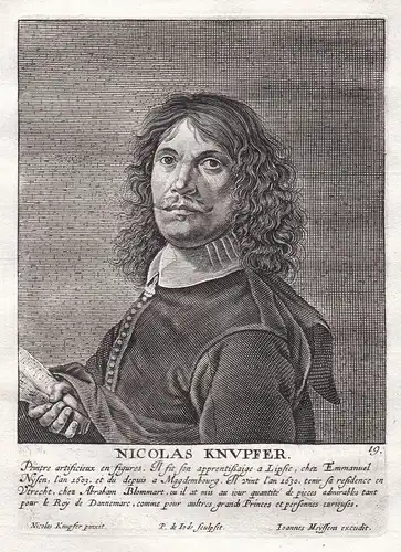 Nicolas Knupfer - Nicolaus Knüpfer Maler painter Portrait Kupferstich copper engraving antique print