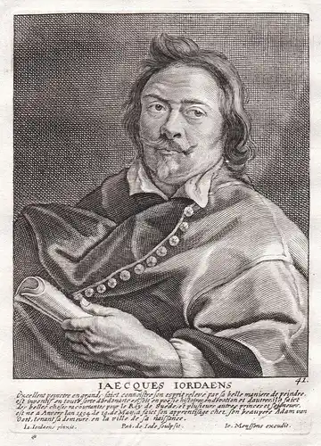 Iaecques Iordaens - Jacob Jordaens Maler painter Portrait Kupferstich copper engraving antique print