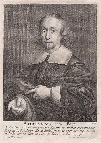 Adrianus de Bie - Adriaen de Bie Maler painter Portrait Kupferstich copper engraving antique print