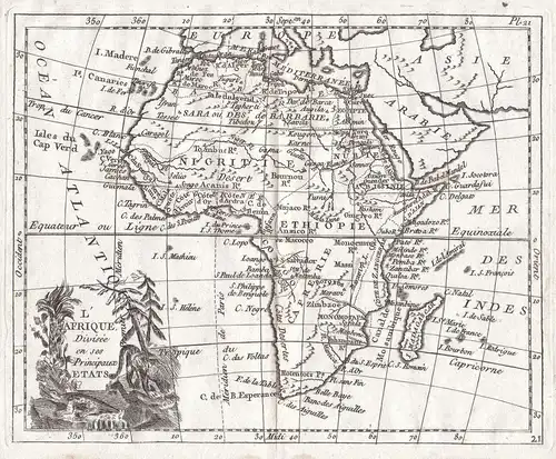 L'Afrique. Divisee en ses Principaux Etats - Afrika Africa Südafrika Nordafrika South North Africa Karte map K