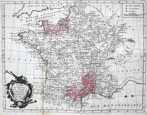Cartes du Royaume de France - Frankreich France départements Normandie Languedoc-Roussillon Karte map Kupferst