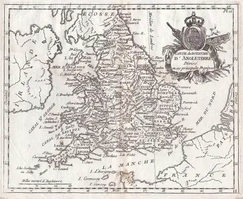 Carte du Royaume d'Angleterre. Divise en ses principales Provinces - England Großbritannien Great Britain Lond