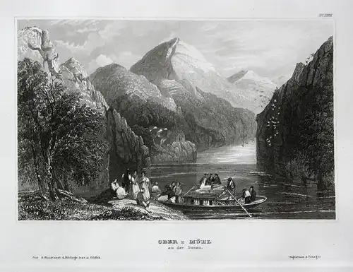 Ober-Mühl an der Donau - Obermühl Kirchberg Donau Österreich Austria Ansicht view Stahlstich steel engraving a