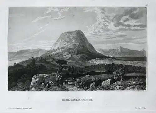 Der Berg Tabor - Tabor Israel Berg mountain Asien Asia Asie Ansicht view Stahlstich steel engraving antique pr