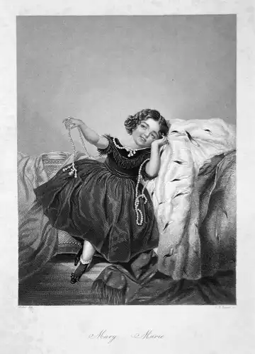 Mary. - Marie. - Mary Marie Kind Mädchen girl child Stahlstich steel engraving Vidal Payne