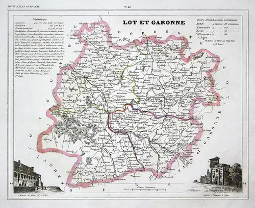 Lot et Garonne - Lot-et-Garonne Frankreich France département Nouvelle-Aquitaine map Karte engraving antique p