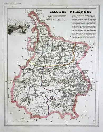 Hautes Pyrénées - Hautes-Pyrénées Frankreich France département Okzitanien map Karte engraving antique print