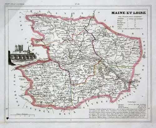 Maine et Loire - Maine-et-Loire Frankreich France département Pays de la Loire map Karte engraving antique pri