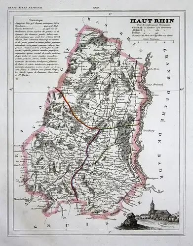 Haut Rhin - Haut-Rhin Frankreich France département Grand Est map Karte engraving antique print