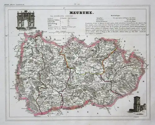 Meurthe - Meurthe Fluss river Frankreich France département Grand Est map Karte engraving antique print