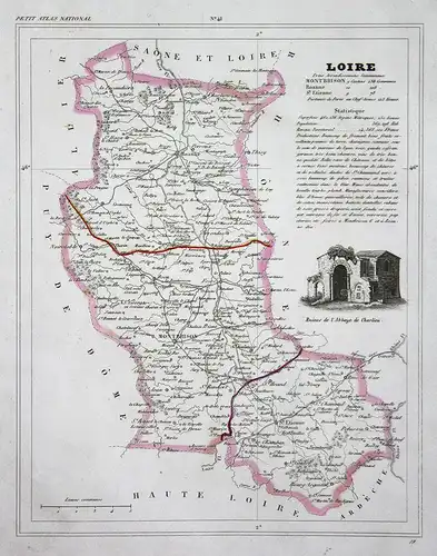 Loire - Loire Strom current Frankreich France map Karte engraving antique print