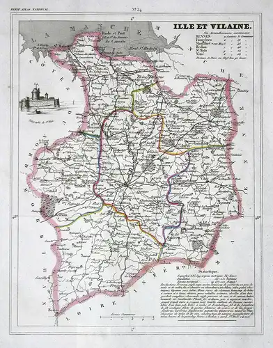 Ille et Vilaine - Ille-et-Vilaine Frankreich France département Bretagne map Karte engraving antique print