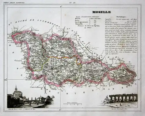 Moselle - Moselle Frankreich France département Grand Est map Karte engraving antique print