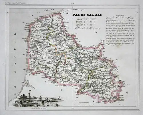 Pas de Calais - Pas-de-Calais Hauts-de-France Frankreich France département map Karte engraving antique print