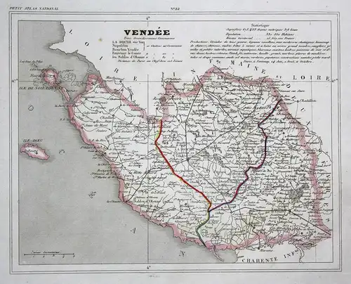 Vendee - Vendée Frankreich France département Pays de la Loire map Karte engraving antique print