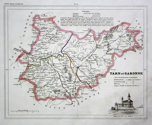 Tarn et Garonne - Tarn-et-Garonne Frankreich France Okzitanien département map Karte engraving antique print