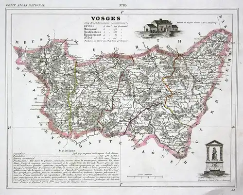 Vosges - Vosges Frankreich France Grand Est département map Karte engraving antique print