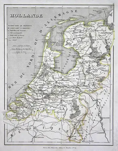 Hollande - Holland Niederlande Netherlands Amsterdam map Karte engraving antique print