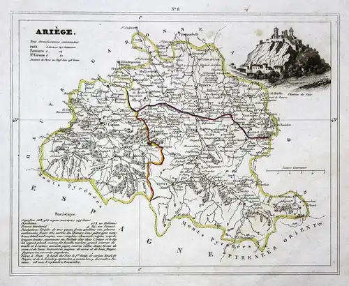 Ariège - Ariège Frankreich France Okzitanien département map Karte engraving antique print