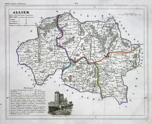Allier - Allier Frankreich France département Auvergne-Rhône-Alpes map Karte engraving antique print