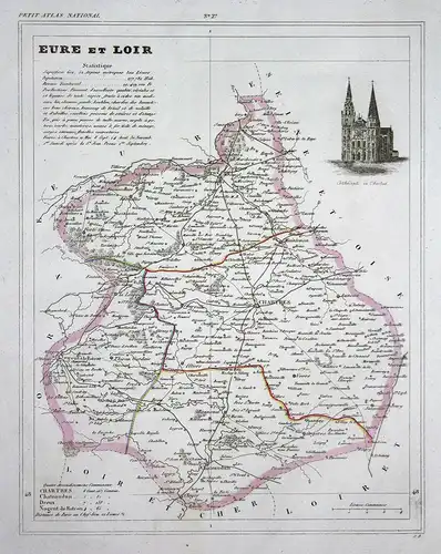 Eure et Loir - Eure-et-Loir France Frankreich Rouen département Centre-Val de Loire map Karte engraving antiqu