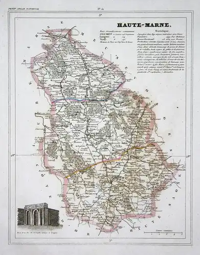 Haute-Marne - Haute-Marne Grand Est Frankreich France département map Karte engraving antique print