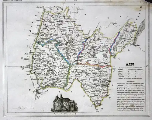 Ain - Ain Frankreich France département Auvergne-Rhône-Alpes map Karte engraving antique print