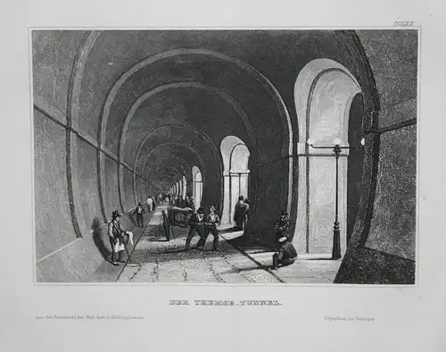 Der Themse-Tunnel - Thames Tunnel Themsetunnel London England Großbritannien Ansicht view vue Stahlstich steel
