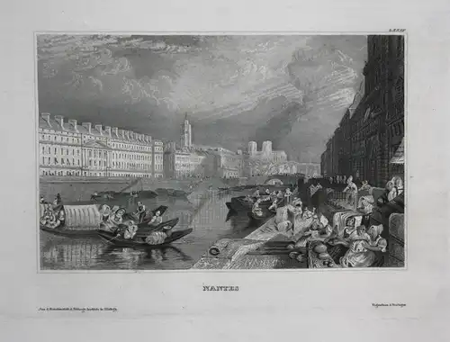 Nantes - Nantes Bretagne Frankreich France Ansicht view vue Stahlstich steel engraving gravure antique print