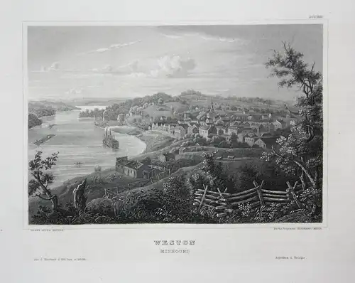 Weston (Missouri) - Weston Missouri USA Amerika America Ansicht view Stahlstich steel engraving gravure antiqu