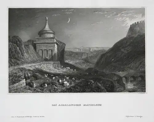 Das Absalonsche Mausoleum - Absalonsche Mausoleum Absalon Grabmal tomb Jerusalem Ansicht view Stahlstich steel