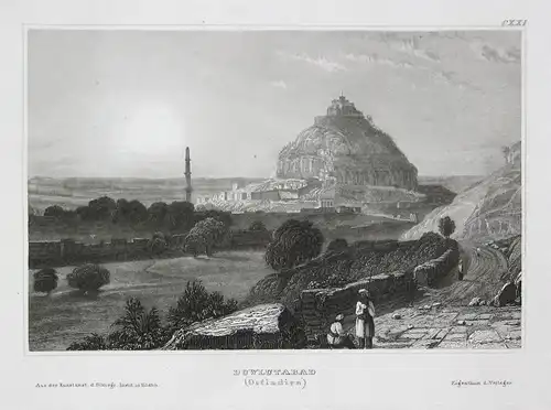 Dowlutabad (Ostindien) - Akhtarabad Dowlutabad Teheran Iran Asien Asia Ansicht view Stahlstich steel engraving