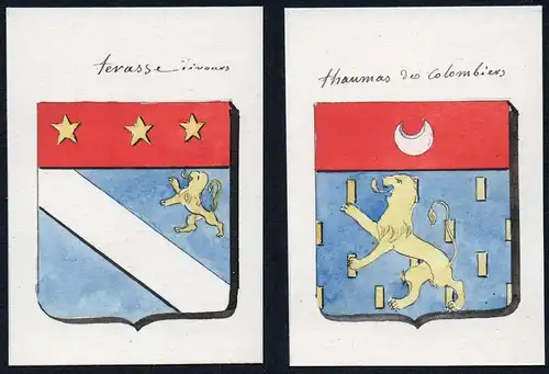 Thaumas des Colombiers / Terasse d'ivours - Thaumas Colombier d'Ivour Frankreich France Wappen Adel coat of ar
