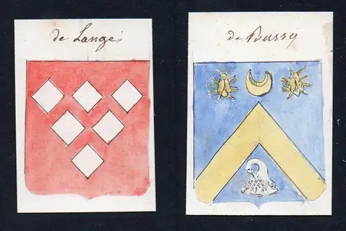 de Bussy / de Lange - Debussy de Lange Frankreich France Wappen Adel coat of arms heraldry Heraldik Aquarell w