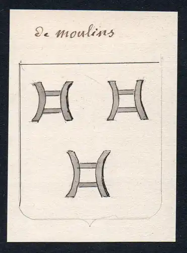 de Moulins - Moulins de Rochefort Frankreich France Wappen Adel coat of arms heraldry Heraldik Aquarell waterc